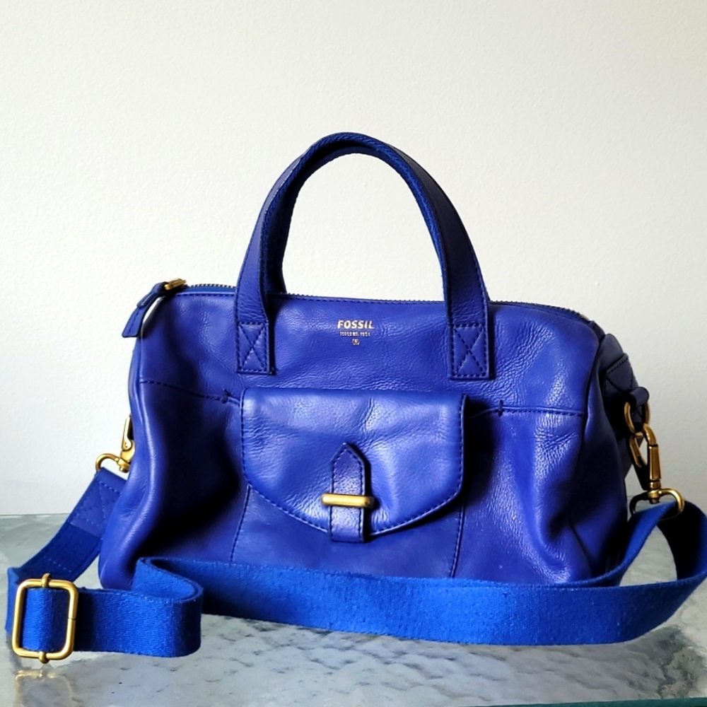 Vibrant Fossil satchel bag with shoulder strap